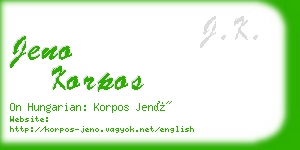 jeno korpos business card